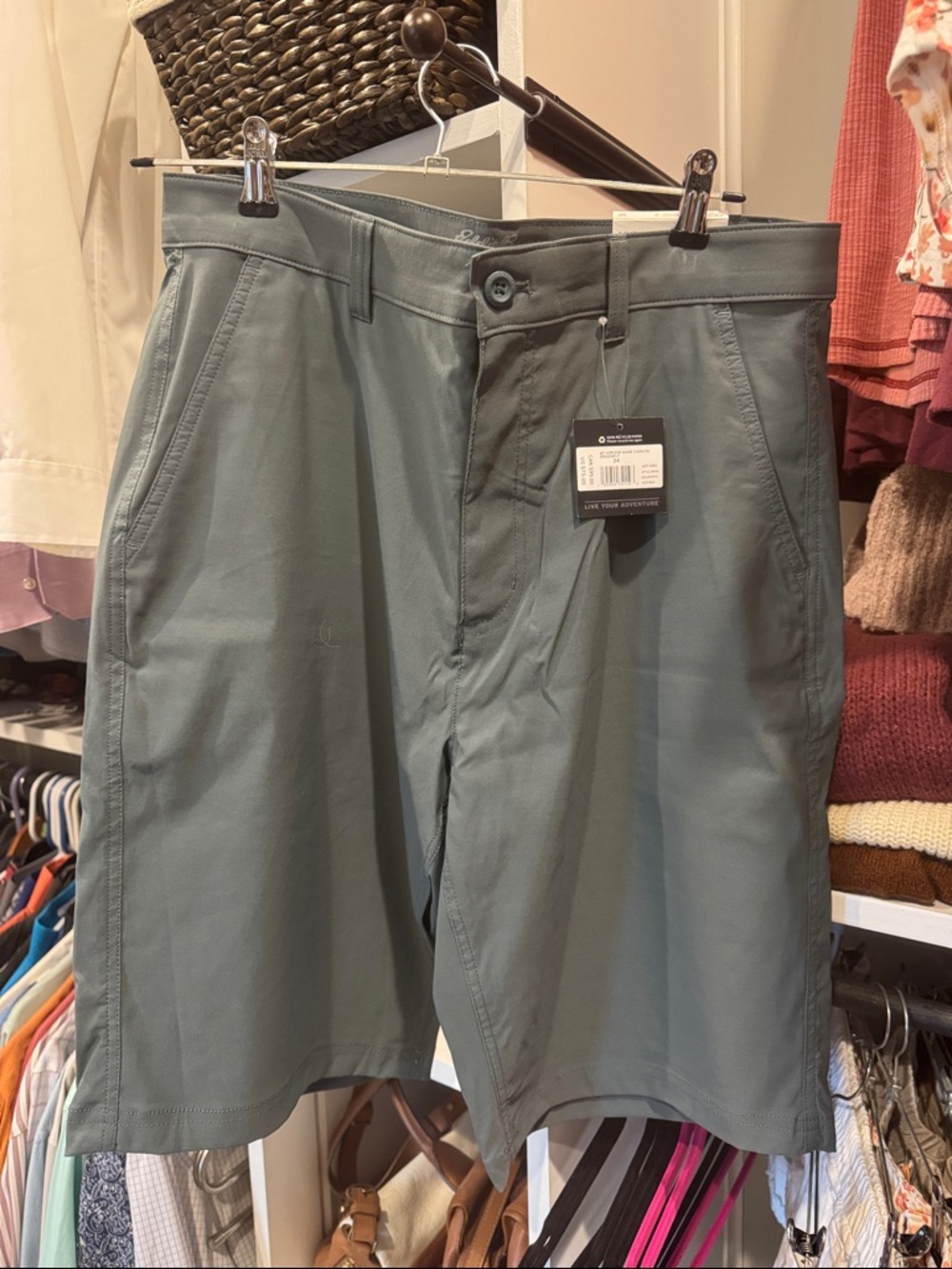 Eddie Bauer Slate Green Flat-Front Men’s Shorts